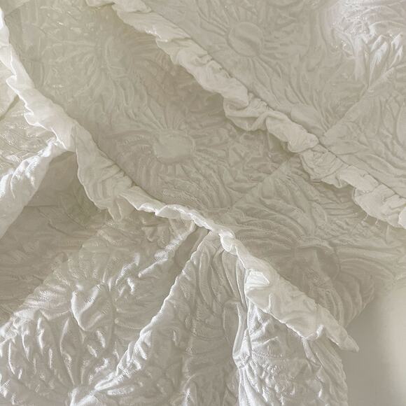 SHRIMPS Floral Jacquard Babydoll Silk Blend Mini Dress in White Size UK 12/ US 8 - Picture 11 of 15